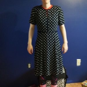 Dress barn blue dress with small was white flowers